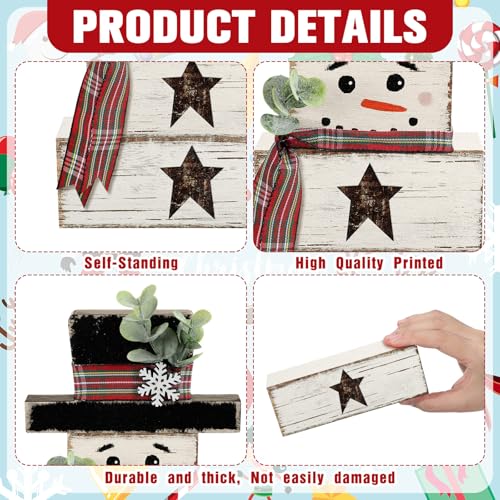 Yousoontic 4 Pcs Winter Snowman Figurines Set, Rustic Farmhouse Decor - style: Snowman