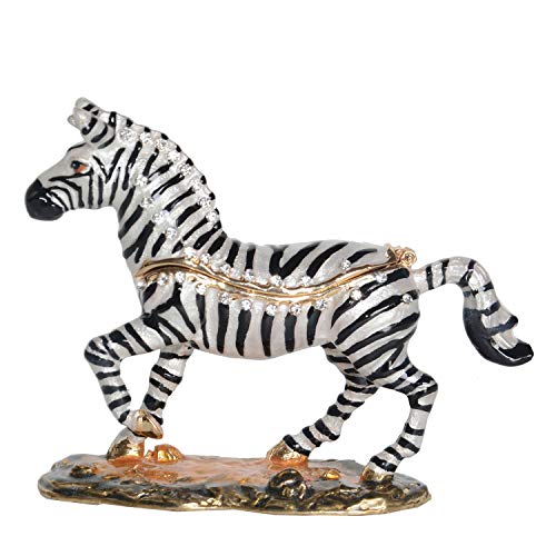 Zebra Trinket Box Jewelry Box Hand Painted Decorative Box with Hinged Lid Ring Earring Holder AnimalFigurine Collectible - color: Zebra