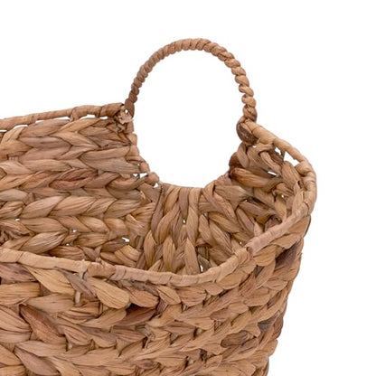 Household Essentials ML-4002 Tall Water Hyacinth Wicker Basket with Handles | Natural, Brown, Natural - color: Natural Hyacinth