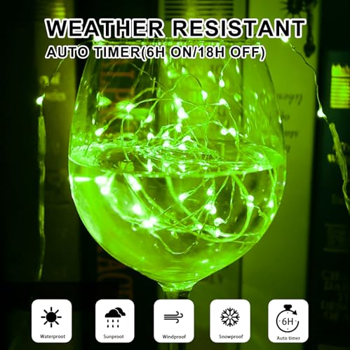 Green Fairy Lights Battery Operated (Included), 8 Modes & Auto timer, 16FT 50Led Mini Twinkle Silver Wire Firefly Starry lights,Waterproof Battery Operated Lights for Bedroom Christmas Wedding - color: Green, size: 1 Pack - Batteries Included