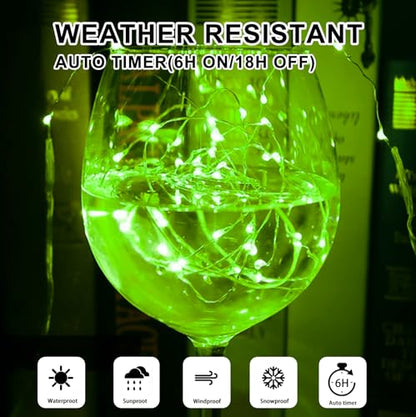 Green Fairy Lights Battery Operated (Included), 8 Modes & Auto timer, 16FT 50Led Mini Twinkle Silver Wire Firefly Starry lights,Waterproof Battery Operated Lights for Bedroom Christmas Wedding - color: Green, size: 1 Pack - Batteries Included