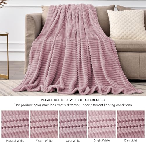 BEDELITE 3D Ribbed Berry Purple Fleece Twin Blanket for Couch, 60x80 Inch - color: Berry Purple, size: Twin(60"x80")