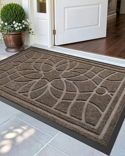 DEXI Front Door Mat Outside Entrance 32x48, Heavy Duty Non Slip, Brown - color: Brown, size: 32" X 48" (Rectangular)
