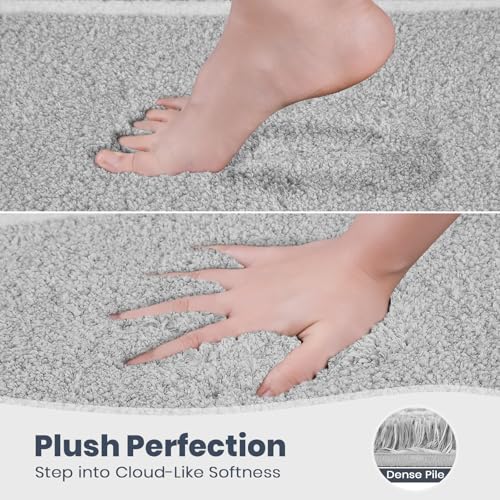 PURRUGS Bathroom Rug, Bath Mat, 30" x 60", Light Grey - color: Light Grey, size: 30" X 60"