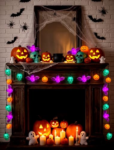 8.5FT Halloween String Lights with 10 LED Dropping Pumpkin/Skull/Bat Lights - color: Dropping Pumpkin/Sull/Bat Lights