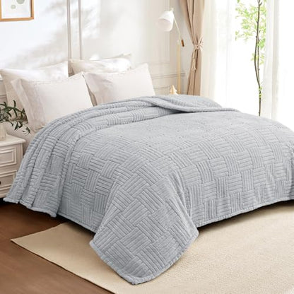 Whale Flotilla Lightweight Fleece King Size Blanket for Bed, Light Grey - color: Light Grey, size: King(90x104 Inch)