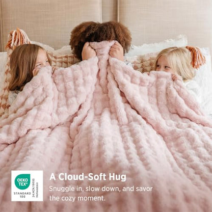 Bedsure Cloud Bubble Full Size Blanket for Bed, Light Pink, 84"×90" - color: 02 Light Pink, size: Full (84" X 90")