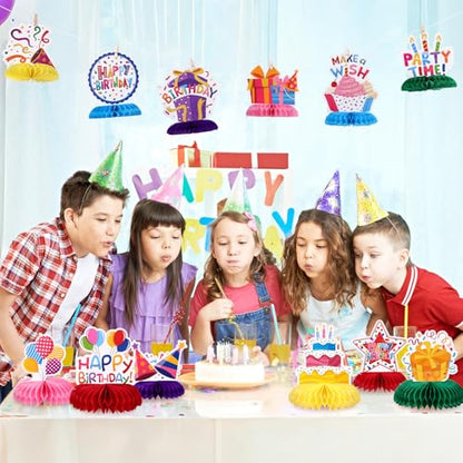 NatNarr Birthday Table Decorations Happy Birthday Honeycomb Centerpieces - style: Happy Birthday