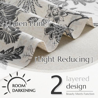 jinchan Floral Valance Curtain Linen 16 Inch Farmhouse 1 Panel Black - color: Jacobean | Black, size: 50"W x 16"L (Pack of 1)