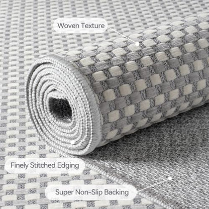 YDKGL Hallway Runner Rug Woven Washable Long Kitchen Runner Gray 2x5 ft - color: A- Light Grey, size: 2' x 5'