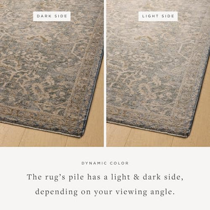 Loloi Magnolia Home Junie Blue/Natural 2'-7" x 10'-0" Runner Rug - color: Blue / Natural, size: 2'7" x 10' (Rectangular)