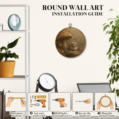 JUIOEIU Rustic Fall Mouse Mushroom Round Wall Decor 999 - color: Mouse