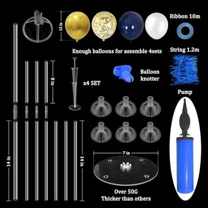 ZJDHPTY 4 Set Blue and Gold Balloon Stand Table Centerpieces Party Decor - color: Gold Navy Blue 4