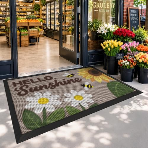 LUMI Outside Welcome Door Mat 32x47, Non-Slip Durable Rubber Easy Clean - color: Sunshine, size: 32"x47"