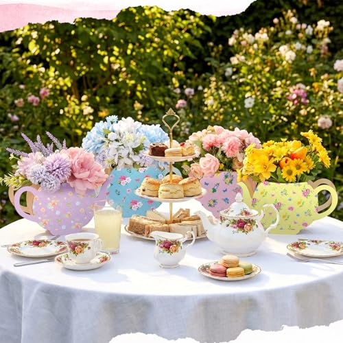 Cinnvoice Wooden Centerpieces for Table, Tabletop Boxes, 6, Tea - style: Tea