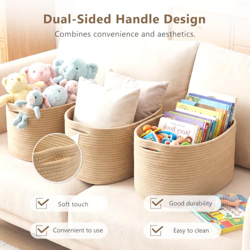 ECDYQXVU 15x10x9 Inch Woven Cotton Rope Storage Basket, 1 Pack - color: Jute/Brown, size: 1 Pack