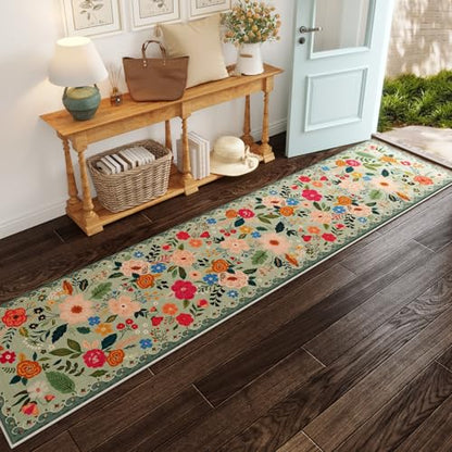 Rugcomf Runner Rug 2x10 Washable, Green - color: Green, size: 2' x 10' (Rectangular)
