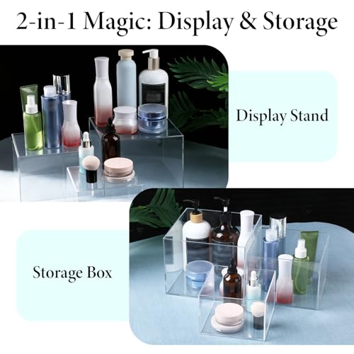 6 Pcs Clear Acrylic Risers Display Stands with Hollow Bottoms