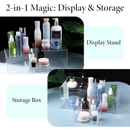 6 Pcs Clear Acrylic Risers Display Stands with Hollow Bottoms