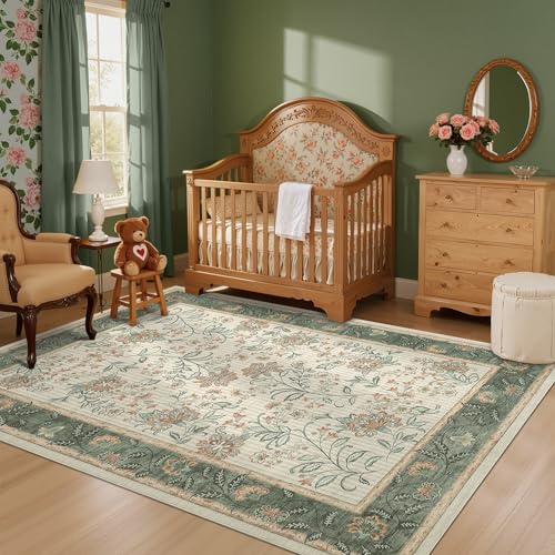 GarveeHome 5x7 Christmas Area Rug Sage Green Washable Rugs for Living Room - color: Sage Green, size: 5' x 7' (Rectangular)