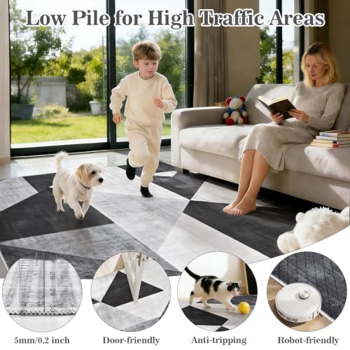 Yinhua Geometric 6x9 Area Rugs Modern Rugs for Living Room Washable, Grey - color: Grey, size: 6' x 9' (Rectangular)
