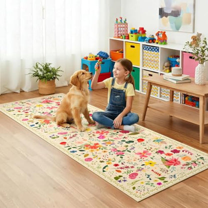 ISEAU Boho Washable Kitchen Rugs 2x6 Runner for Hallway Rug,Beige - color: Beige, size: 2ftx6ft