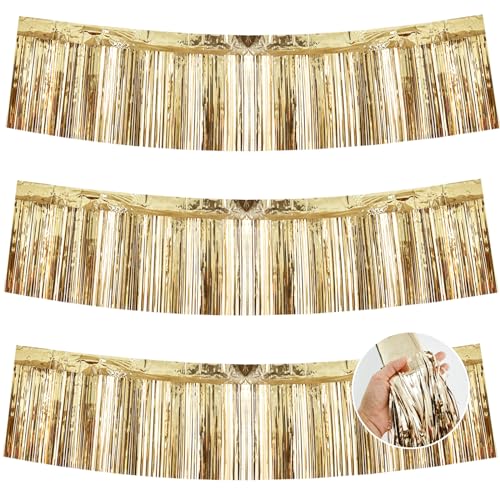 BEISHIDA Champagne Fringe Garland Banner 30ft Wall Tinsel Foil Streamers - color: Champagne