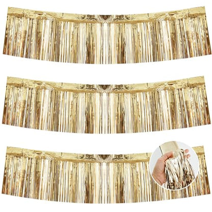 BEISHIDA Champagne Fringe Garland Banner 30ft Wall Tinsel Foil Streamers - color: Champagne