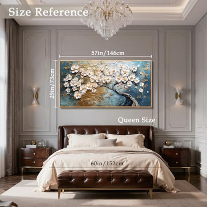 imjiayu White Blossom Canvas Wall Art Abstract Large Tree of Life Painting - color: Plum Tree, size: 57"L x 29"W