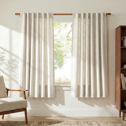 NICETOWN Natural Faux Linen Curtains 63 Inch Length 2 Panels, W55xL63 - color: Natural, size: 55"W x 63"L (Pack of 2)