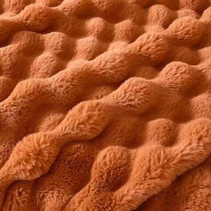 50"x60" Ultra-Soft Fuzzy Faux Fur Throw Blanket, Rust - color: Bubble Rust, size: Throw (50" x 60")