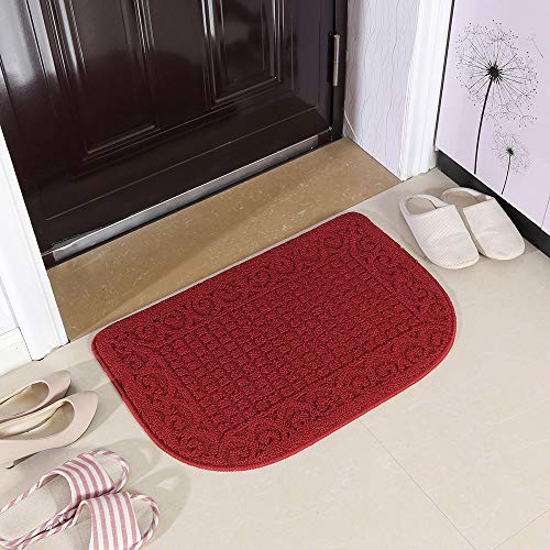 COSY HOMEER 27x18 Half Round Kitchen Rug,Non Slip Washable Mat,Burgundy 1PC - color: Burgundy, size: 1'6" x 2'3" (Semicircular)