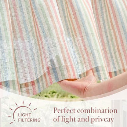 jinchan Linen Boxter Stripe Valances for Window 50 x 16 inch,Candy,1 Panel - color: Boxter Stripe | Candy on Linen, size: 50"W x 16"L (Pack of 1)