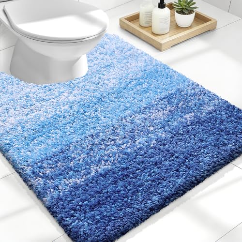OLANLY Luxury Toilet Rugs U-Shaped 24x20, Soft Absorbent Microfiber Mat - color: Light Royal Blue, size: 24" X 20" Contour Rug
