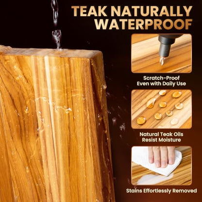 24 Inch Teak Floating Shelves, Set of 2 – Wall Mount Shelves for Bathroom - color: Raw Teak, size: 24"L, 2-Pack