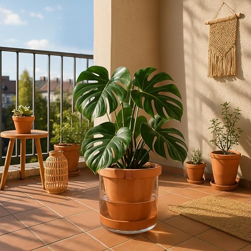 D'vine Dev Self Watering Terracotta Planter Pot, 10 in, 37-X-D-1 - color: Terracotta, size: 10 Inch