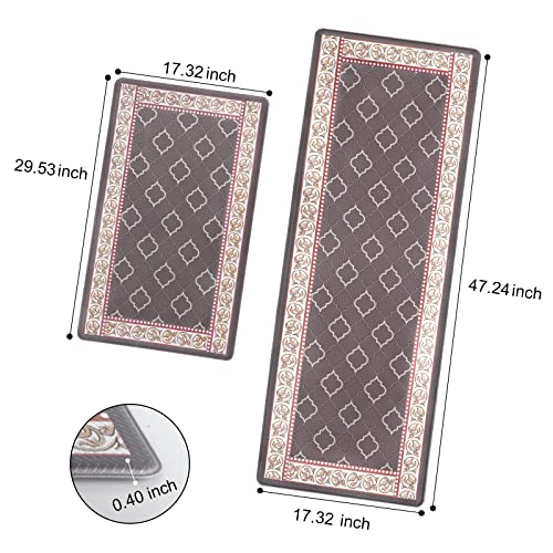 Kitchen Floor Mat Set of 2, Anti Fatigue Kitchen Rugs 17"x47"+17"x29" - color: Coffee, size: 17"x47"+17"x29"