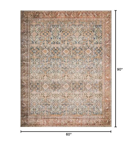 Loloi Layla Ocean/Rust 152.1cm x 2.1cm 바닥 러그 - color: 오션 / 러스트, size: 5피트 x 7피트 6인치