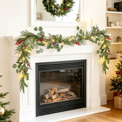 DR.DUDU 6FT Christmas Garland with Lights Mantel Decorations - size: 6FT