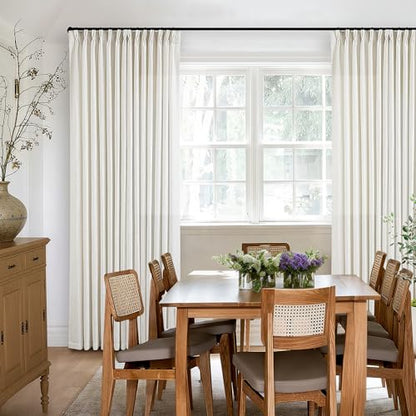 TWODRAPES Natural Pinch Pleated Linen Curtains 96 Inches Long Living Room - color: Natural, size: 40"W x 96"L (Pack of 2)