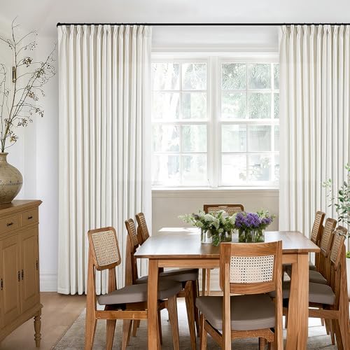TWODRAPES Pinch Pleated Linen Curtains 105 Inches Long for Living Room - color: Natural, size: 40"W x 105"L (Pack of 2)