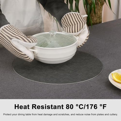 Myir JUN 14" Round Placemats Set of 4, Reversible Dual-Color Place Mats - color: Light Gray Gray