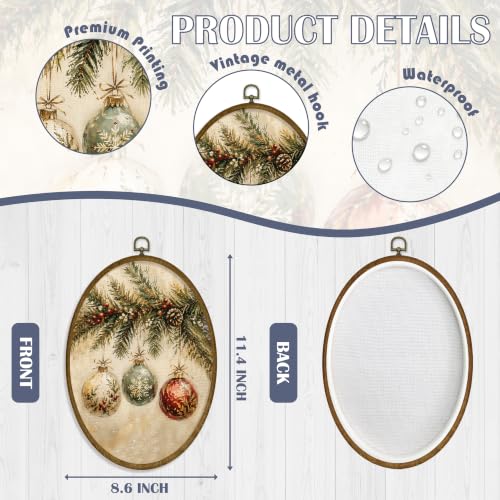 JMENGSSFL Hanging Christmas Ornaments Pine Branch Oval Wall Art 8.6x11.4 - color: Christmas-15