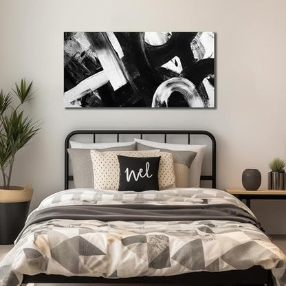 Ouzzlie Black Canvas Wall Art Abstract Prints Art for Office - color: white, size: 59"L x 29"W