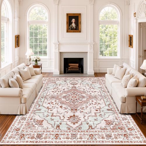 Arenarug 8x10 Washable Area Rug for Living Room, Light Pink Rusty Red - color: Vintage Pink, size: 8' x 10' (Rectangular)
