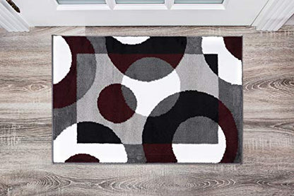 Rugshop Circles Modern Soft Living Room Bedroom Area Rug Burgundy 2' x 3' - size: 2' x 3' (Rectangular)