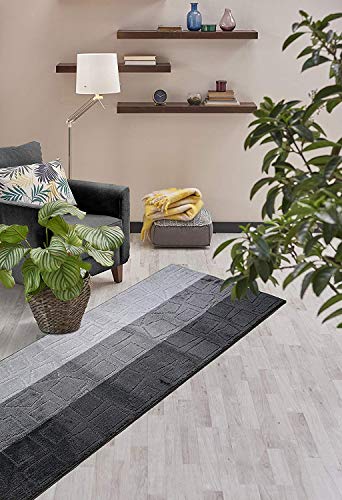 3 Ft Gray Entryway Kitchen Bath Rug Mat, Non Slip Washable, Soft - color: Anthracite Squares, size: 2'2" x 3' (Rectangular)