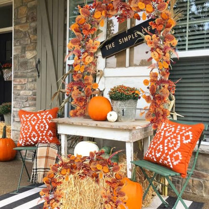 RECUTMS 2P Fall Eucalyptus Leaf Vine with Boston Fern 5.74FT Autumn Garland - color: 2pcs Fall Eucalyptus Garlands
