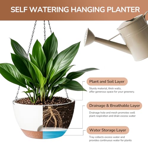 Hanging Planter, 12 Inch, White - color: White, size: 12 Inch