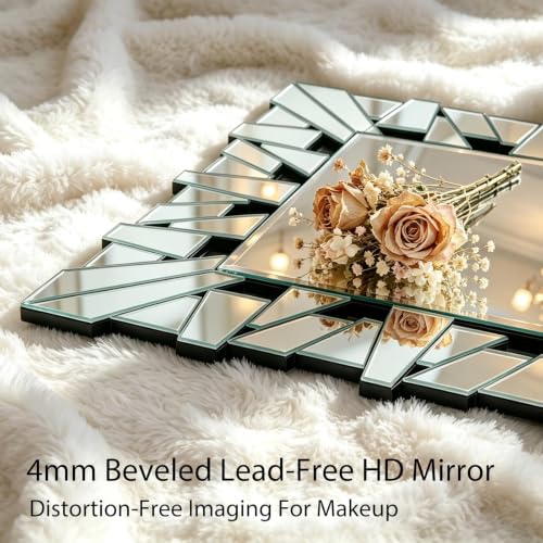 32"x47" Rectangular Large Wall Mirror for Decor with Glass Frame - size: 47"L x 32"W